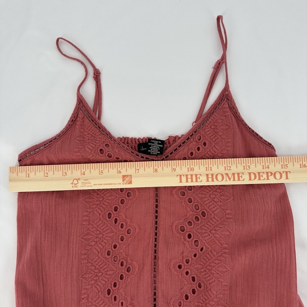 House Of Harlow 1960 Coral Pink Eyelet Ruffle Hem Sundress Adjustable‎ Cotton XS - Picture 5 of 6